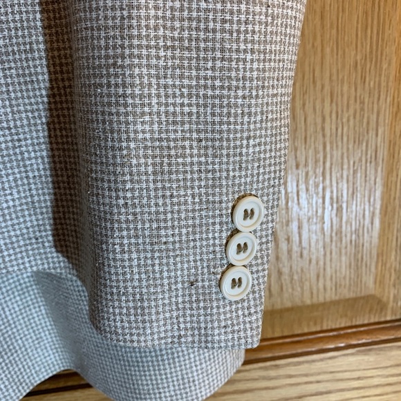 Vintage European Style 100% Silk Cream Hounds Tooth Blazer Sport Coat 42 Ukraine - Picture 4 of 9